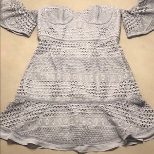 New Bardot off the shoulder sheath blue dress